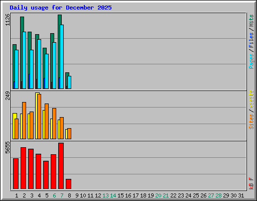Daily usage for December 2025