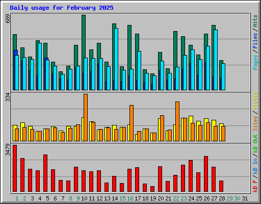 Daily usage for February 2025